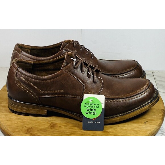 ST JOHN'S BAY BROWN MEMORY FOAM CASUAL DRESS MEN'S 9M SHOES NEW - Picture 2 of 8